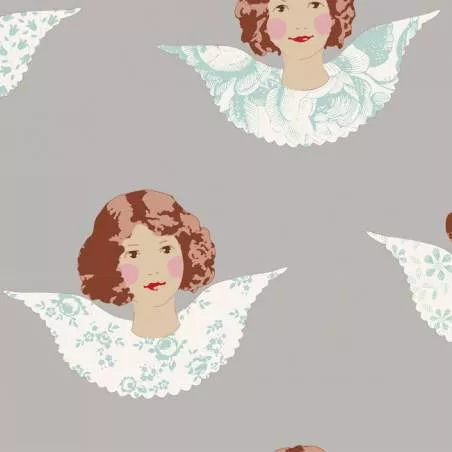 Tilda 110 Old Rose Angel Scraps, Tessuto Angeli su Grigio Tilda Fabrics - 1