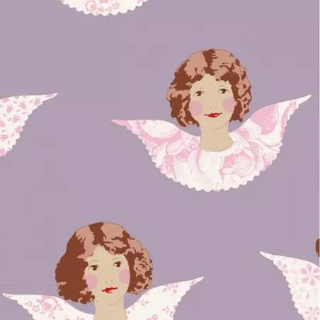 Tilda 110 Old Rose Angel Scraps, Tessuto Angeli su Lilla Malva Tilda Fabrics - 1