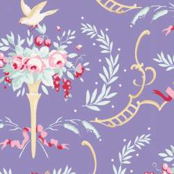 Tilda 110 Old Rose Birdsong, Tessuto Fiori e Uccelli su Blu Tilda Fabrics - 1