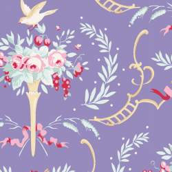 Tilda 110 Old Rose Birdsong, Tessuto Fiori e Uccelli su Blu Tilda Fabrics - 1