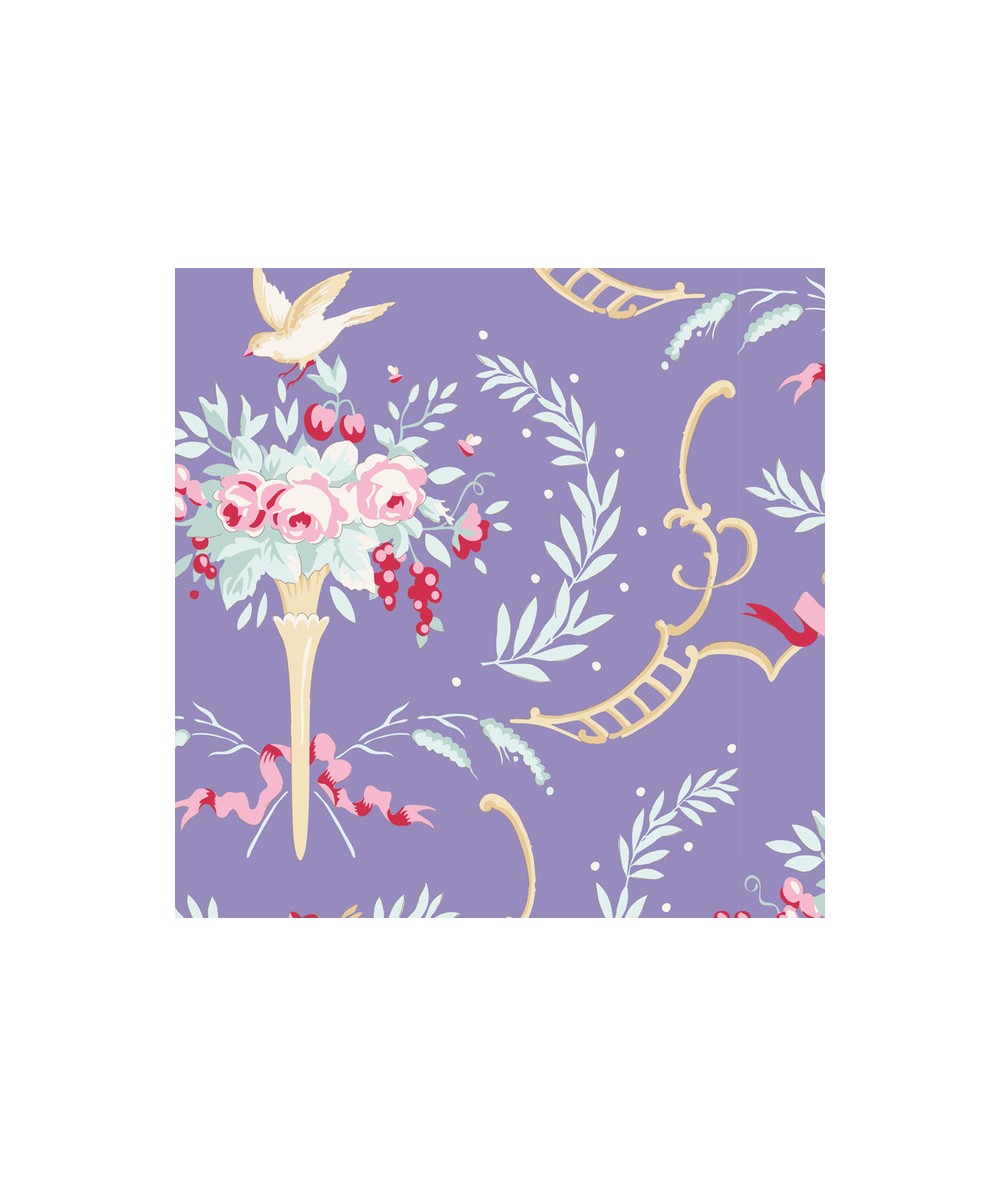 Tilda 110 Old Rose Birdsong, Tessuto Fiori e Uccelli su Blu Tilda Fabrics - 1