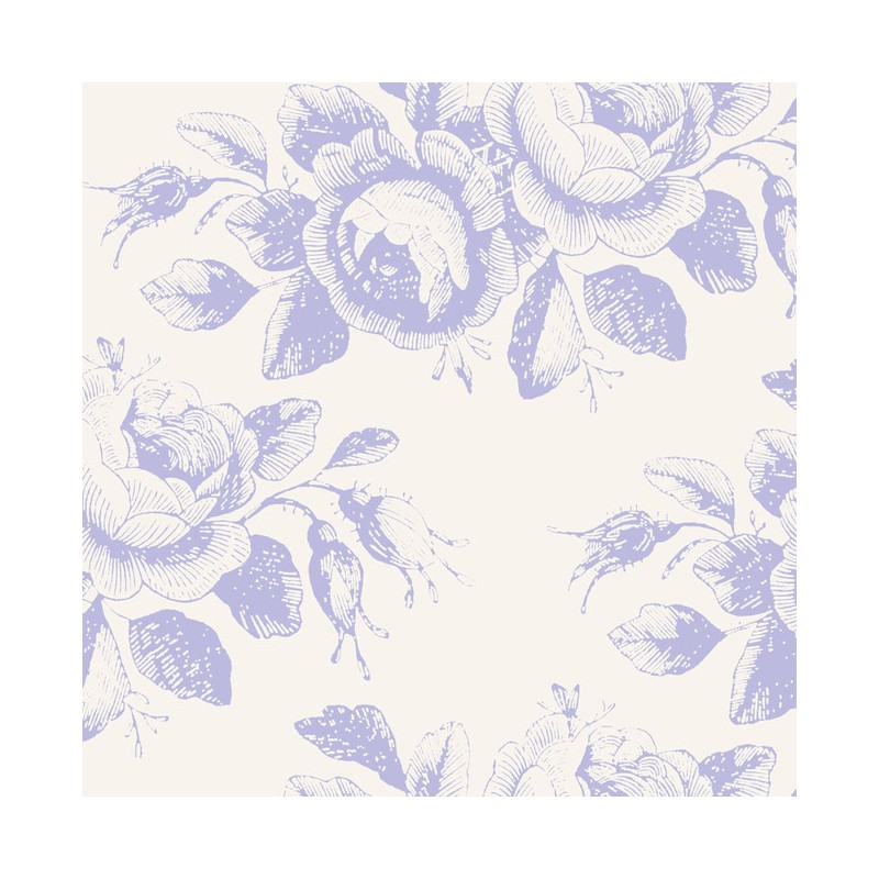 Tilda 110 Old Rose Mary, Tessuto con Rose Stilizzate Blu su Beige Tilda Fabrics - 1