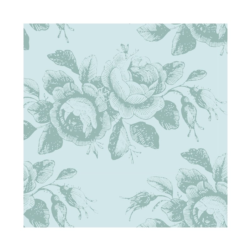 Tilda 110 Old Rose Mary, Tessuto con Rose Stilizzate su Ottanio Tilda Fabrics - 1