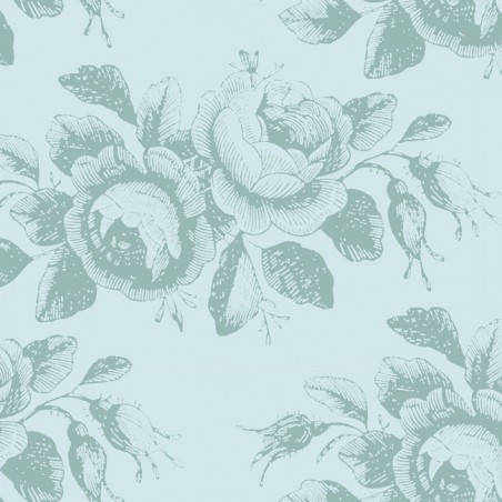 Tilda 110 Old Rose Mary, Tessuto con Rose Stilizzate su Ottanio Tilda Fabrics - 1