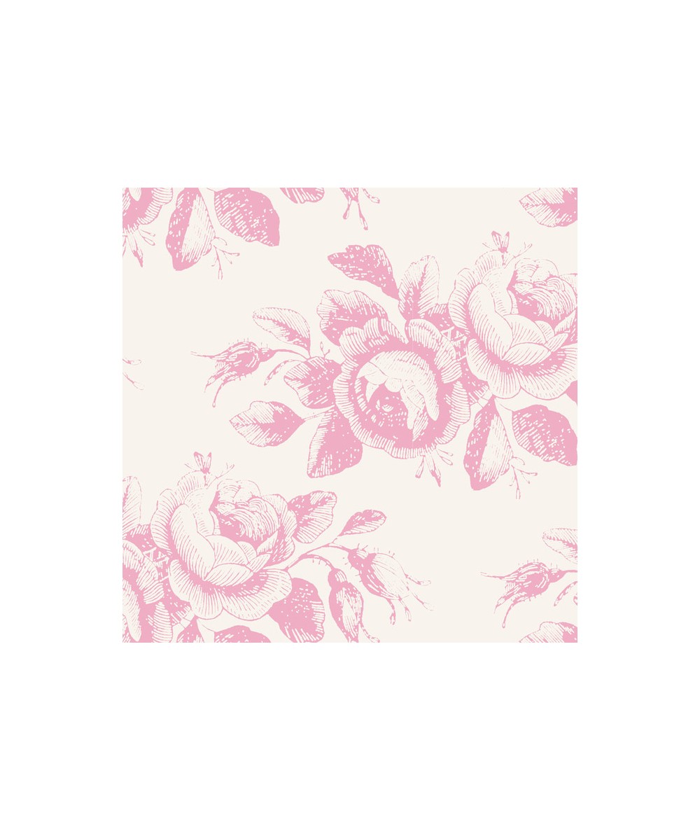Tilda 110 Old Rose Mary, Tessuto con Rose Stilizzate su Rosa Tilda Fabrics - 1