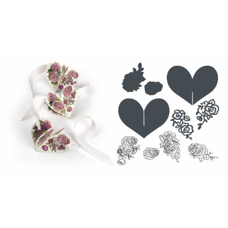 Framelits Die Set w/Stamps Heart Garland by David Tutera Sizzix - Big Shot - 1