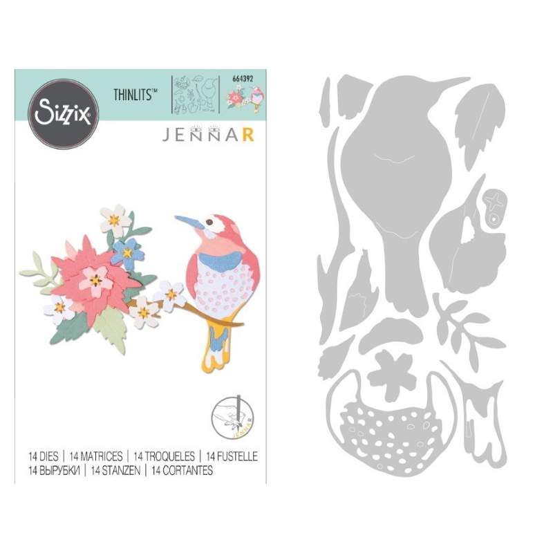 Thinlits Die - Set 14PK Bird Scene by Jenna Rushforth Sizzix - Big Shot - 1