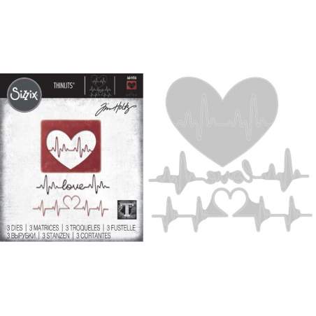 Thinlits Die - Set 3PK Heartbeat by Tom Holtz® Sizzix - Big Shot - 1
