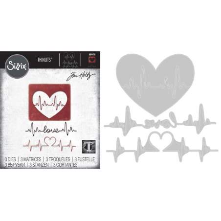 Thinlits Die - Set 3PK Heartbeat by Tom Holtz® Sizzix - Big Shot - 1