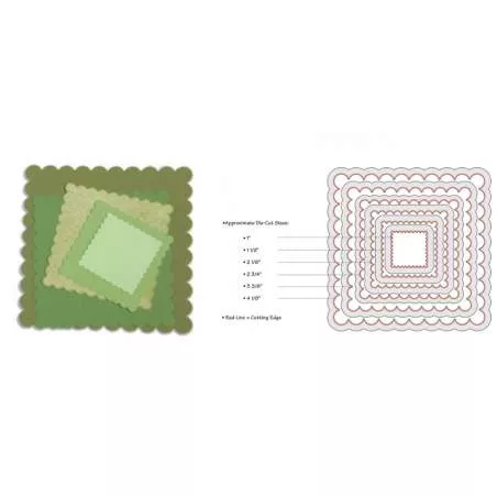 Framelits Die Set 8PK Squares, Scallop Sizzix - Big Shot - 1