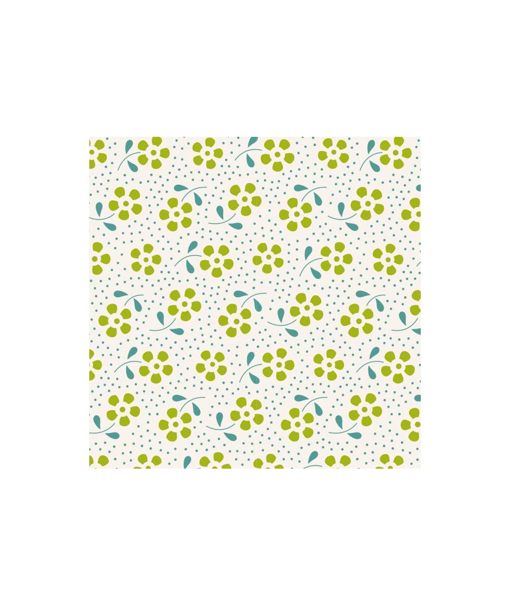 Tilda 110 Meadow Basics Green, Tessuto con Fiori Verdi su fondo chiaro Tilda Fabrics - 1