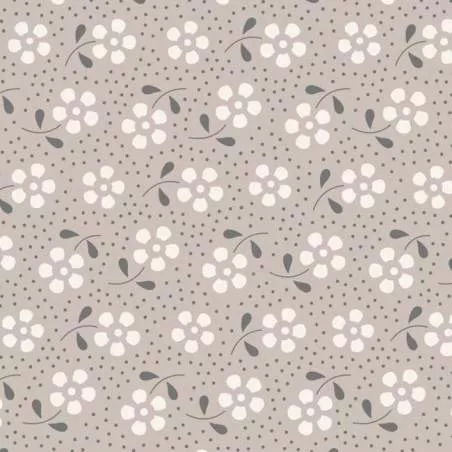 Tilda 110 Meadow Basics Grey, Tessuto con Fiori su fondo Grigio Tilda Fabrics - 1
