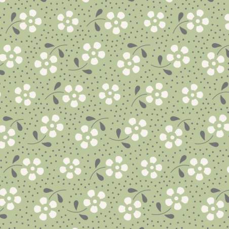 Tilda 110 Meadow Basics Pine, Tessuto con Fiori su fondo Verde Pino Tilda Fabrics - 1