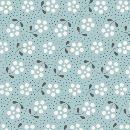 Tilda 110 Meadow Basics Teal, Tessuto con Fiori su fondo Ottanio Tilda Fabrics - 1