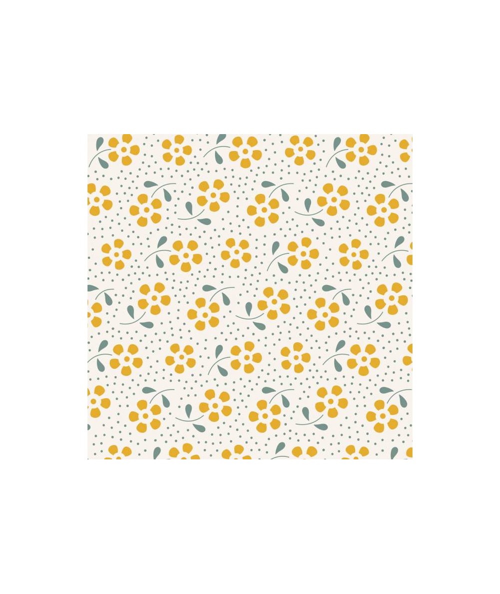 Tilda 110 Meadow Basics Yellow, Tessuto con Fiori Gialli su fondo chiaro Tilda Fabrics - 1