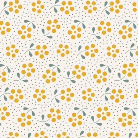 Tilda 110 Meadow Basics Yellow, Tessuto con Fiori Gialli su fondo chiaro Tilda Fabrics - 1