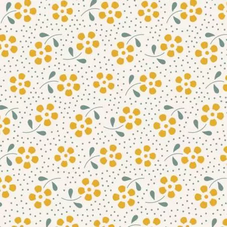 Tilda 110 Meadow Basics Yellow, Tessuto con Fiori Gialli su fondo chiaro Tilda Fabrics - 1