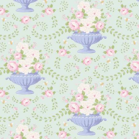 Tilda 110 Happy Campers Flowerbees Teal Tilda Fabrics - 1