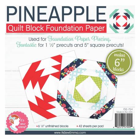 Pineapple da 6 pollici - Blocco Quilt per Foundation Paper Piecing It's Sew Emma - 1 Pineapple da 6 pollici - Blocco Quilt per Foundation Paper Piecing It's Sew Emma - 1