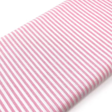 Tessuto Sostenuto Tinto in Filo a Righe Rosa e Bianche, h150 Roberta De Marchi - 1