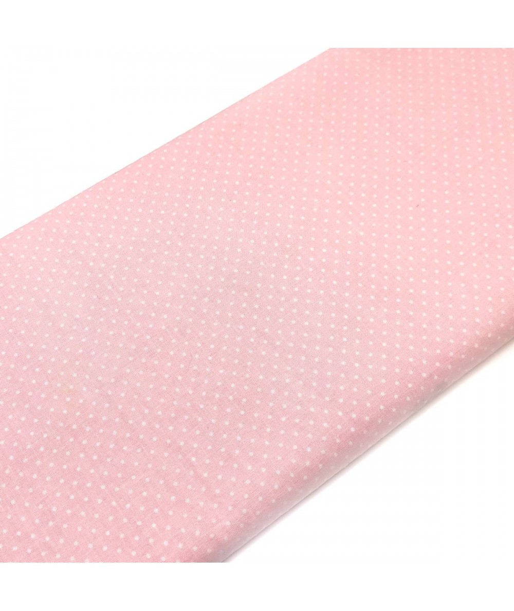 Tessuto Stampato Fondo Rosa con piccoli Pois Bianchi, h150 Roberta De Marchi - 1