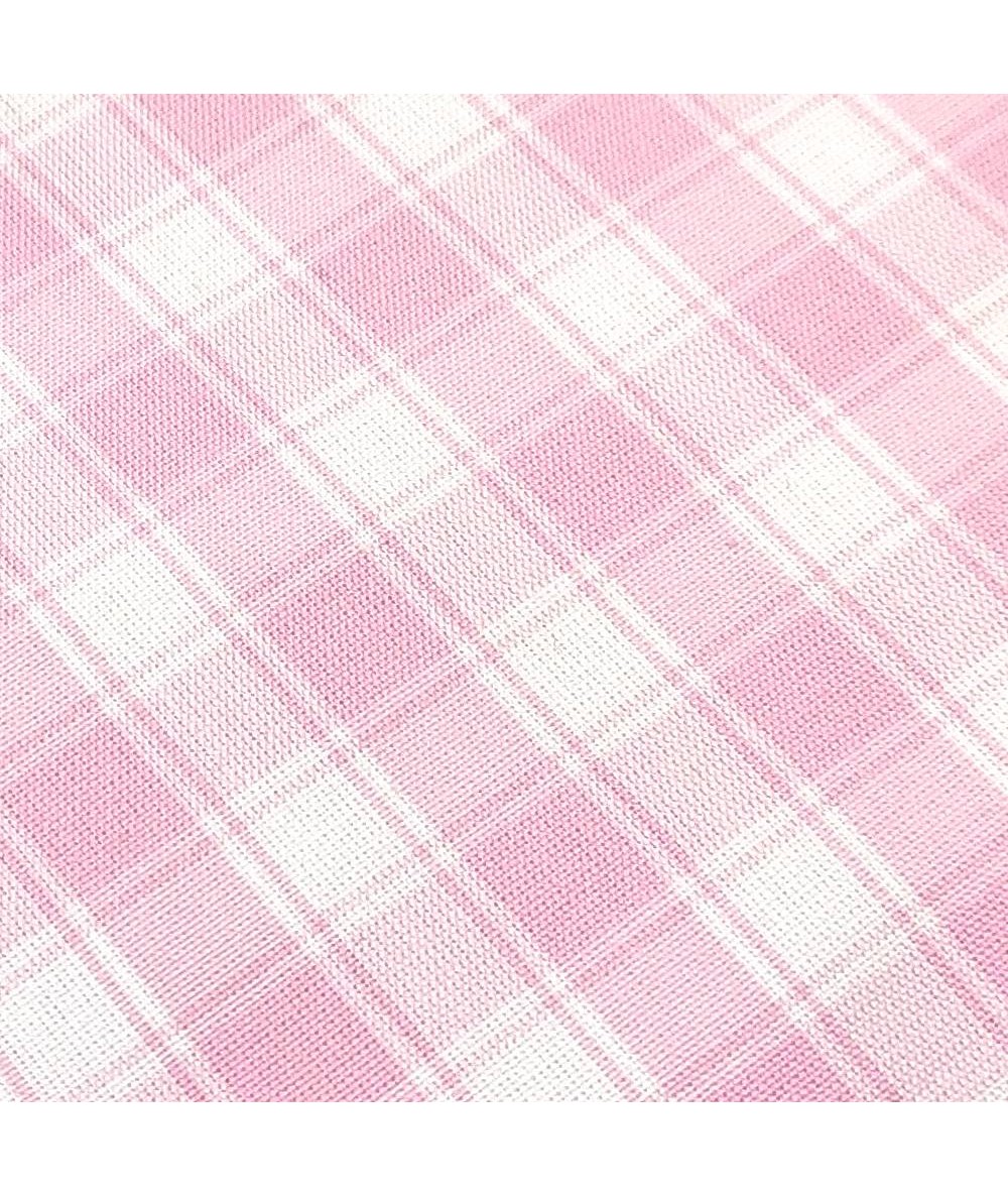 Tessuto Sostenuto Tinto in Filo Fondo Bianco con Quadri Rosa, h140 Roberta De Marchi - 2