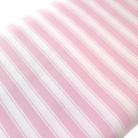 Tessuto Sostenuto Tinto in Filo Fondo Bianco con Righe Rosa, h140 Roberta De Marchi - 1
