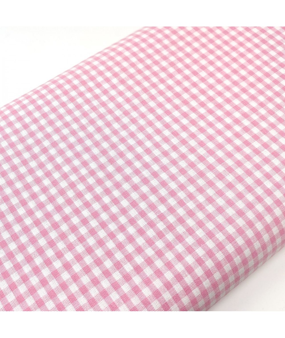 Tessuto Tinto in Filo Fondo Bianco con Quadretti Rosa, h150 Roberta De Marchi - 1