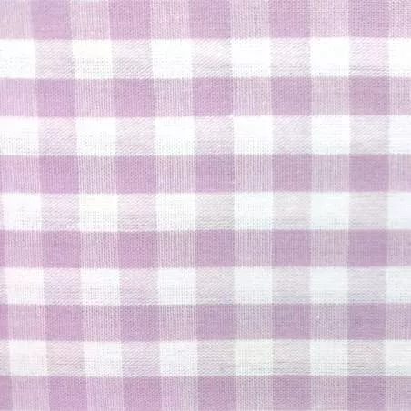 Tessuto Sostenuto Tinto in Filo Fondo Bianco con Quadretti Lavanda, h150 Roberta De Marchi - 1