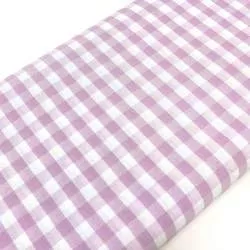 Tessuto Sostenuto Tinto in Filo Fondo Bianco con Quadretti Lavanda, h150 Roberta De Marchi - 2