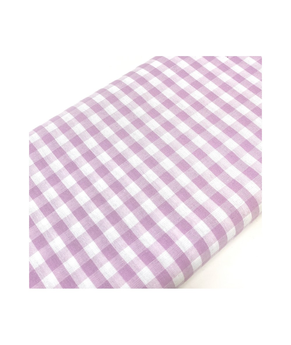 Tessuto Sostenuto Tinto in Filo Fondo Bianco con Quadretti Lavanda, h150 Roberta De Marchi - 2