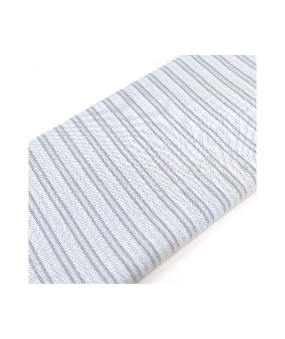 Tessuto Tinto in Filo a Righe Azzurro Polvere, Celesti e Beige, h160 Roberta De Marchi - 2