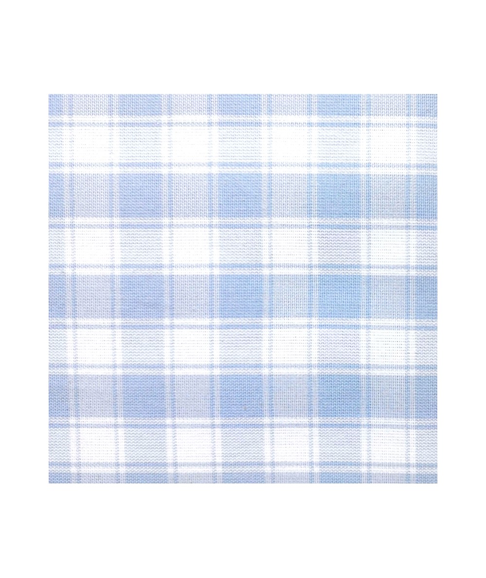 Tessuto Tinto in Filo Fondo Bianco con Quadretti e Righe Azzurre, h140 Roberta De Marchi - 1