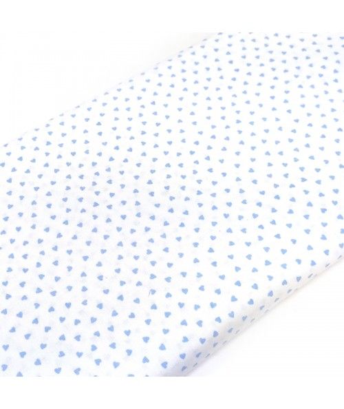 Tessuto Stampato Fondo Bianco con piccoli Cuori Azzurri, h150 Roberta De Marchi - 2