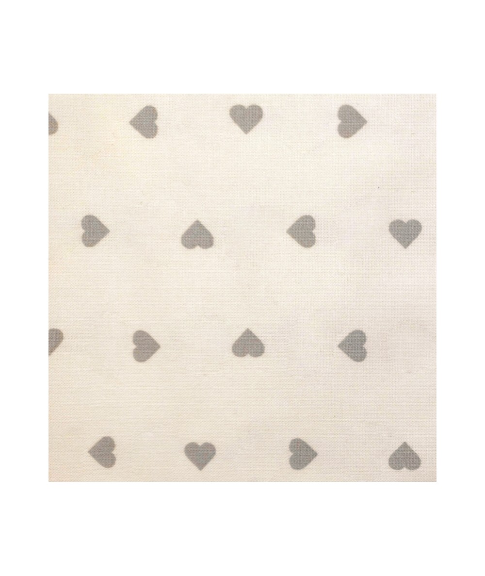 Tessuto Stampato Fondo Crema con Cuori Grigio Chiaro, h138 Roberta De Marchi - 1