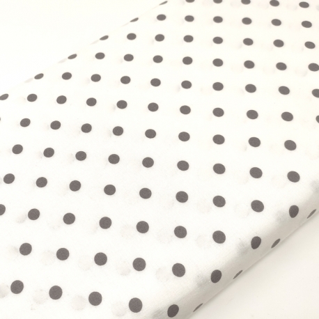 Tessuto Stampato Fondo Bianco con Pois Grigio Scuro, h138 Roberta De Marchi - 2