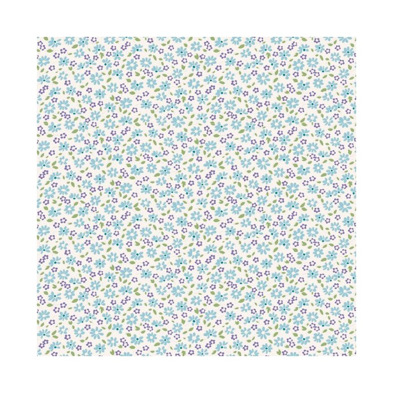 Tilda 110 Bon Voyage Lilit Teal, Tessuto piccoli Fiori Ottanio Tilda Fabrics - 1