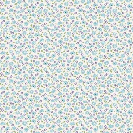 Tilda 110 Bon Voyage Lilit Teal, Tessuto piccoli Fiori Ottanio Tilda Fabrics - 1