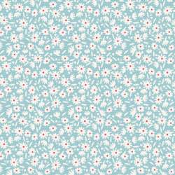 Tilda 110 Bon Voyage Paperflower Teal, Tessuto piccoli Fiori su Ottanio Tilda Fabrics - 1