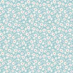 Tilda 110 Bon Voyage Paperflower Teal, Tessuto piccoli Fiori su Ottanio Tilda Fabrics - 1