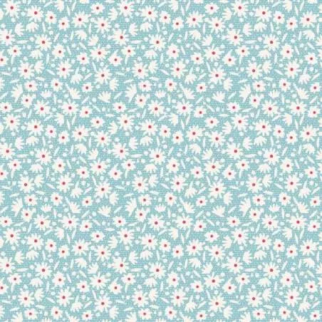 Tilda 110 Bon Voyage Paperflower Teal, Tessuto piccoli Fiori su Ottanio Tilda Fabrics - 1