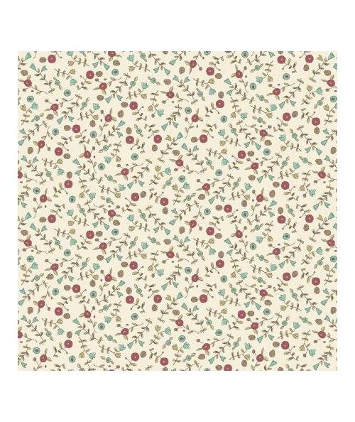 Henry Glass, Tealicious by Anni Downs - Tessuto Crema Fiori e Tulipani - 110cm Henry Glass - 1