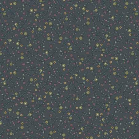 Henry Glass, Tealicious by Anni Downs - Tessuto Blu Scuro Fiori e Tulipani - 110cm Henry Glass - 1