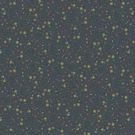 Henry Glass, Tealicious by Anni Downs - Tessuto Blu Scuro Fiori e Tulipani - 110cm Henry Glass - 1