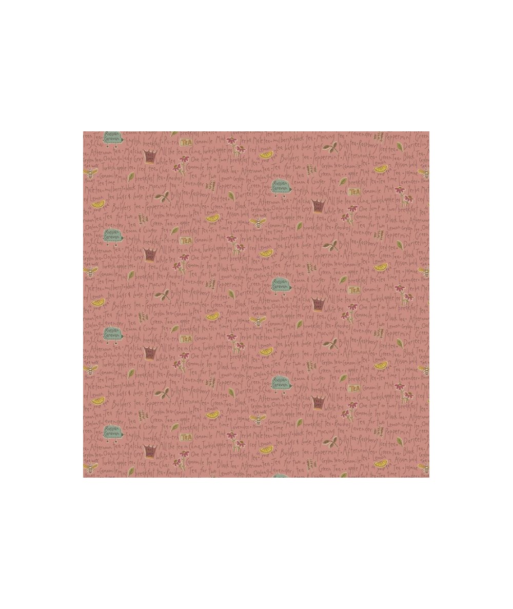 Henry Glass, Tealicious by Anni Downs - Tessuto Rosa con Parole Tealicious - 110cm Henry Glass - 1 Henry Glass, Tealicious by Anni Downs - Tessuto Rosa con Parole Tealicious - 110cm Henry Glass - 1