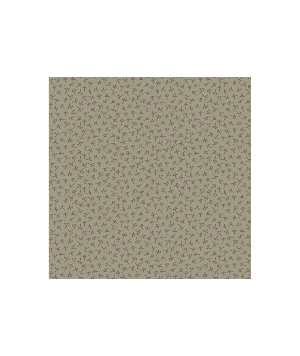 Henry Glass, Tealicious by Anni Downs - Tessuto Verde Polvere con Foglie di Tea - 110cm Henry Glass - 1