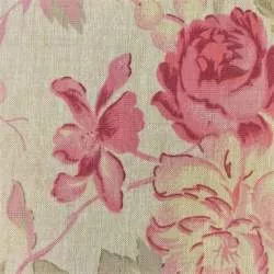 Mas d'Ouvan, Tessuto misto Lino Beige con Grandi Rose Mas D’Ouvan - 1