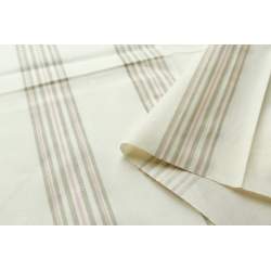 Mas d'Ouvan, Tessuto Bianco Avorio con Righe Grigie e Rosa Mas D’Ouvan - 3