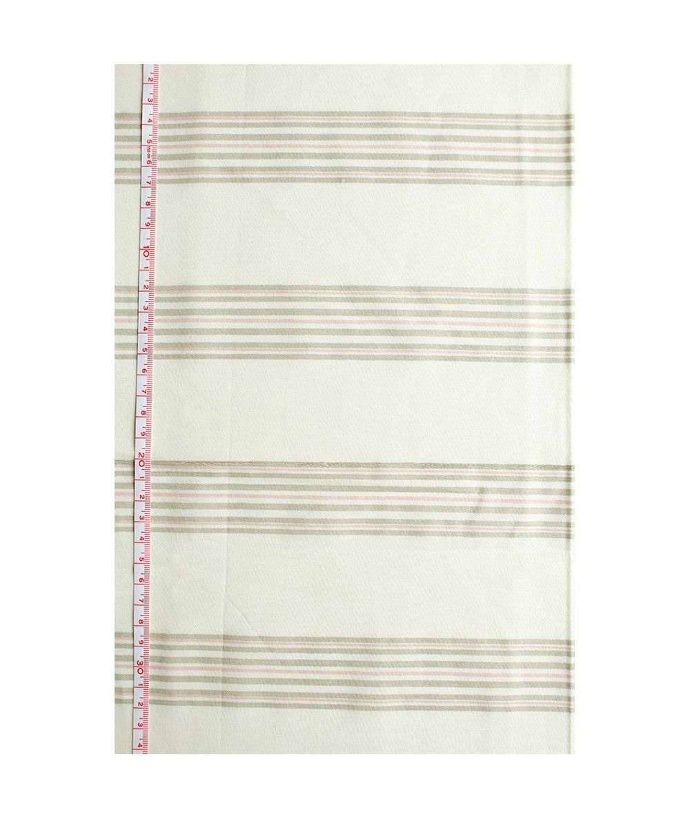 Mas d'Ouvan, Tessuto Bianco Avorio con Righe Grigie e Rosa Mas D’Ouvan - 2