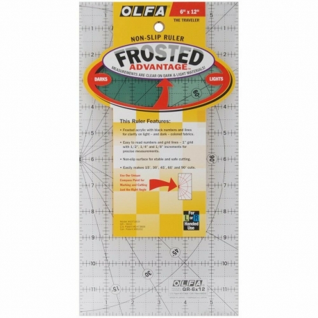 OLFA Righello Patchwork 6 x 12 pollici - Antiscivolo e Frosted Olfa - 1 OLFA Righello Patchwork 6 x 12 pollici - Antiscivolo e Frosted Olfa - 1